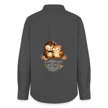 Cute Owls I will love you owlways Spruch Liebe - Women's Oxford Shirt - anthracite - Back - AI Model Female 172 light (172cm)