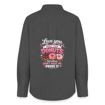 Lustiges Donut-Gebäck Süßigkeiten Dessert Feinschmeckerhumor - Frauen Oxford Hemd - Anthrazit - Hinten - AI Model Female 172 light (172cm)