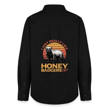 Funny Honey Badger - Frauen Oxford Hemd - Schwarz - Hinten - AI Model Female 172 light (172cm)