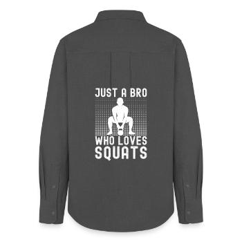 Gym Junkies Bro Who Loves Squats Calisthenics - Women's Oxford Shirt - anthracite - Back - AI Model Female 172 light (172cm)