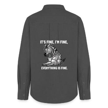 Its Fine Im Fine Kaffee Zebra - Frauen Oxford Hemd - Anthrazit - Hinten - AI Model Female 172 light (172cm)