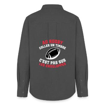 Supporter Rugby Stick a Stamp Humor - Women's Oxford Shirt - anthracite - Back - AI Model Female 172 light (172cm)