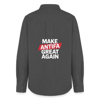 Rendre Antifa grande à nouveau - Antifascist Tee - Chemise Oxford Femme - charbon - Dos - AI Model Female 172 light (172cm)