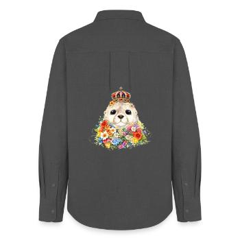 Royal seal with crown - Women's Oxford Shirt - anthracite - Back - AI Model Female 172 light (172cm)