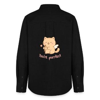 Tu es parfait – Cupidon Cat - Chemise Oxford Femme - noir - Dos - AI Model Female 172 light (172cm)
