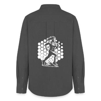 Clear running message - Women's Oxford Shirt - anthracite - Back - AI Model Female 172 light (172cm)