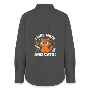 Ich mag Mathe und Cats lustige Lehrerin Katze - Frauen Oxford Hemd - Anthrazit - Hinten - AI Model Female 172 light (172cm)
