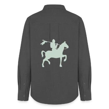 Ritter Krieger auf ein Pferd - Frauen Oxford Hemd - Anthrazit - Hinten - AI Model Female 172 light (172cm)