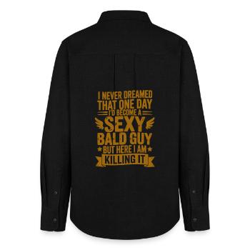 Sexy Bald Guy Killing It - Women's Oxford Shirt - black - Back - AI Model Female 172 light (172cm)