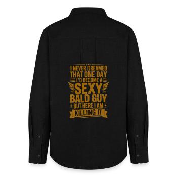 Sexy Bald Guy Killing It - Women's Oxford Shirt - black - Back - AI Model Female 172 light (172cm)
