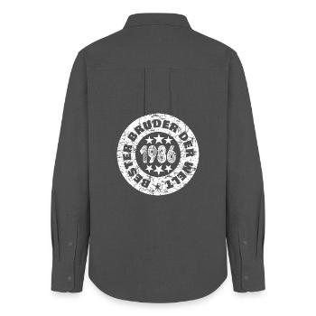 Bruder 1986 - Women's Oxford Shirt - anthracite - Back - AI Model Female 172 light (172cm)