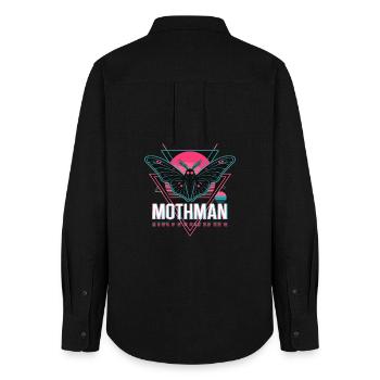 Mothman Retro Synthwave Cryptid Urban Legend 80s - Women's Oxford Shirt - black - Back - AI Model Female 172 light (172cm)