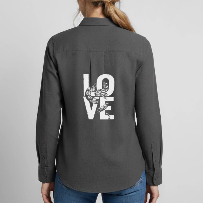 Königspython Schlangen LOVE Terrarium Python Frauen Oxford Hemd