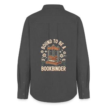 Born bookbinder - Women's Oxford Shirt - anthracite - Back - AI Model Female 172 light (172cm)