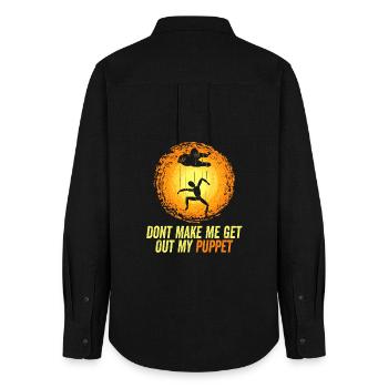 Puppet Master Pun Tee - Frauen Oxford Hemd - Schwarz - Hinten - AI Model Female 172 light (172cm)