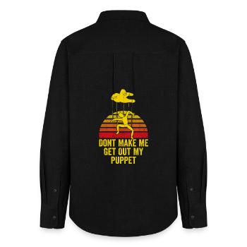 Puppet On Strings Retro Graphic - Women's Oxford Shirt - black - Back - AI Model Female 172 light (172cm)