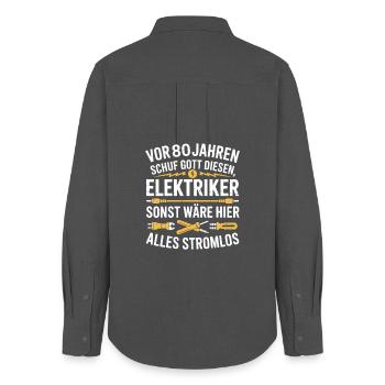 Electronics Technician 80's Birthday Electricity Electrician - Women's Oxford Shirt - anthracite - Back - AI Model Female 172 light (172cm)