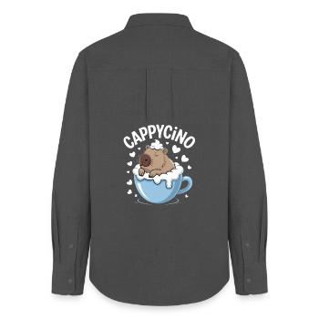 CAPPYCINO Funny Capybara Coffee Saying for - Women's Oxford Shirt - anthracite - Back - AI Model Female 172 light (172cm)