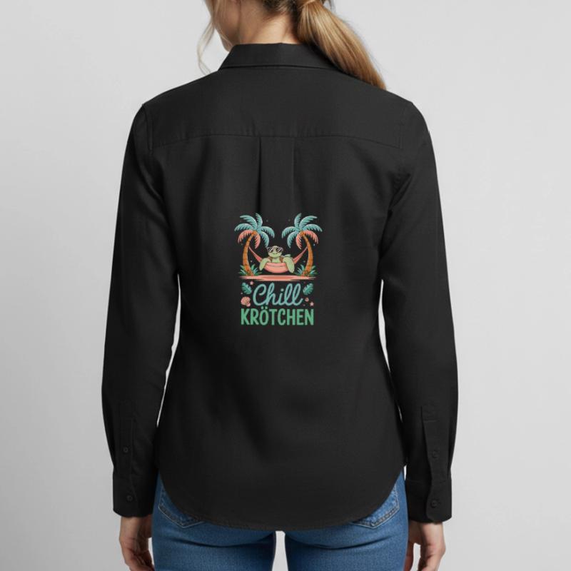 Chill Toad Cool Turtle In Hammock Women's Oxford Shirt