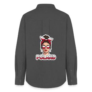 Polen-Mädchen mit Flagge-Sonnenbrille - Frauen Oxford Hemd - Anthrazit - Hinten - AI Model Female 172 light (172cm)