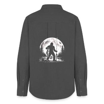 Bigfoot Fishing - Women's Oxford Shirt - anthracite - Back - AI Model Female 172 light (172cm)