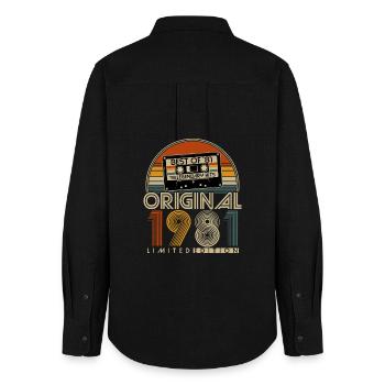 Original 1981 Retro Vintage Geburtstag Geschenk - Frauen Oxford Hemd - Schwarz - Hinten - AI Model Female 172 light (172cm)