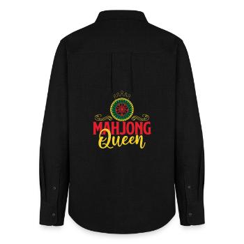 Mahjong Queen Mah Jong Player Tiles - Women's Oxford Shirt - black - Back - AI Model Female 172 light (172cm)