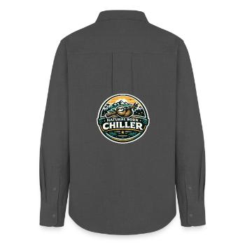 Natürlich Chilliger Faultier Badge - Frauen Oxford Hemd - Anthrazit - Hinten - AI Model Female 172 light (172cm)
