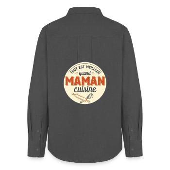 Cadeau pour Maman Maman cuisine  - Chemise Oxford Femme - charbon - Dos - AI Model Female 172 light (172cm)