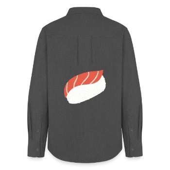 Art minimal du sushi au thon nigiri - Chemise Oxford Femme - charbon - Dos - AI Model Female 172 light (172cm)
