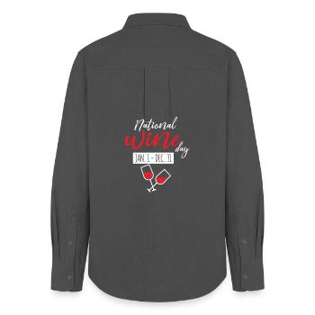 National Wine Day Celebration Design - Frauen Oxford Hemd - Anthrazit - Hinten - AI Model Female 172 light (172cm)