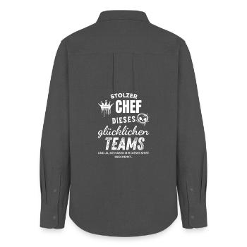 Stolzer Chef des glücklichen Teams Chef Geschenk - Chemise Oxford Femme - charbon - Dos - AI Model Female 172 light (172cm)