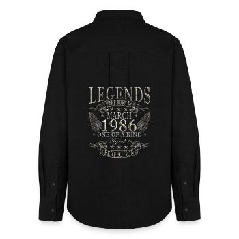 40th birthday March 1986 - Women's Oxford Shirt - black - Back - AI Model Female 172 light (172cm)