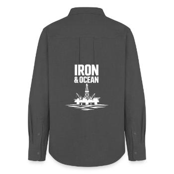 Offshore-bohrer-rig-bohrer Bohrboden Offshore - Frauen Oxford Hemd - Anthrazit - Hinten - AI Model Female 172 light (172cm)
