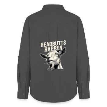 Headbutt happens | Goat Butt Humor - Women's Oxford Shirt - anthracite - Back - AI Model Female 172 light (172cm)