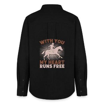 Western Rider With You Heart Runs Cowgirls Rodeo - Women's Oxford Shirt - black - Back - AI Model Female 172 light (172cm)