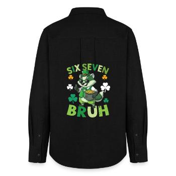 St. Patrick's Day Raccoon - Women's Oxford Shirt - black - Back - AI Model Female 172 light (172cm)