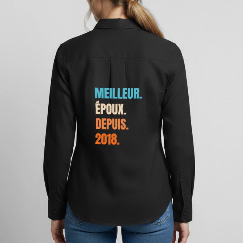 Bester Ehemann seit 2018 Geschenk-Ehemann Frauen Oxford Hemd
