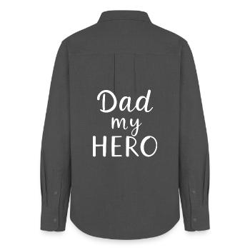 Dad My Hero – Helden-Vater Motiv - Frauen Oxford Hemd - Anthrazit - Hinten - AI Model Female 172 light (172cm)
