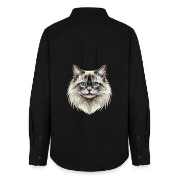 Birman Cat Sacred Birman Cat Cute Birman Cats - Women's Oxford Shirt - black - Back - AI Model Female 172 light (172cm)