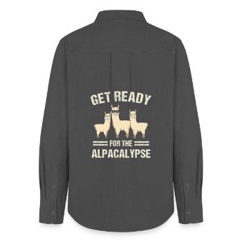 Get Ready for the Alpacalypse Funny Alpaca Pun Art - Frauen Oxford Hemd - Anthrazit - Hinten - AI Model Female 172 light (172cm)