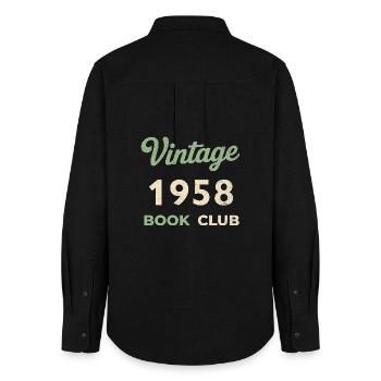 Cadeau rétro d’année de naissance vintage du club de lecture de 1958 - Chemise Oxford Femme - noir - Dos - AI Model Female 172 light (172cm)