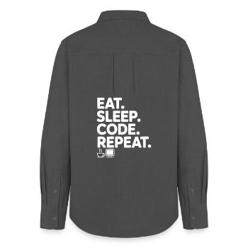 Eat. Sleep. Code. Repeat. - Women's Oxford Shirt - anthracite - Back - AI Model Female 172 light (172cm)