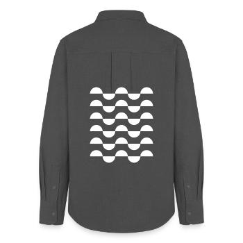 Monochrome Wave Arc Repeat - Women's Oxford Shirt - anthracite - Back - AI Model Female 172 light (172cm)
