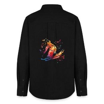 Alpine skiing Winter sports Nordic skiing - Women's Oxford Shirt - black - Back - AI Model Female 172 light (172cm)