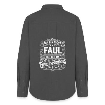 I'm Not Lazy Low Power Mode - Women's Oxford Shirt - anthracite - Back - AI Model Female 172 light (172cm)
