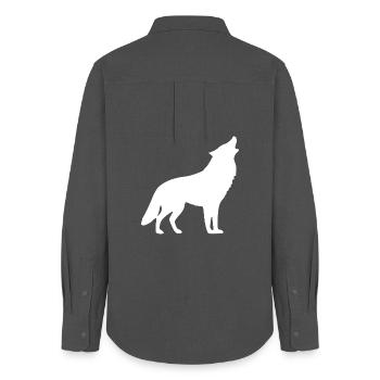 Howling Wolf White - Women's Oxford Shirt - anthracite - Back - AI Model Female 172 light (172cm)