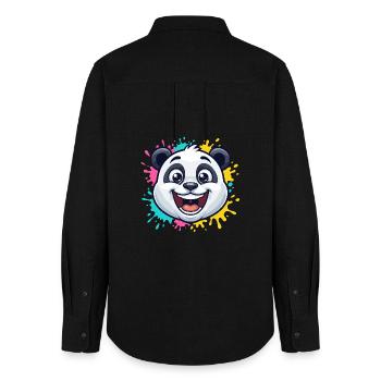Panda Splash Farbwelt - Frauen Oxford Hemd - Schwarz - Hinten - AI Model Female 172 light (172cm)