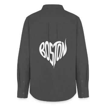 Boston Heart Typography - Women's Oxford Shirt - anthracite - Back - AI Model Female 172 light (172cm)