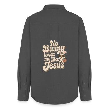 No rabbit loves me like Jesus - Women's Oxford Shirt - anthracite - Back - AI Model Female 172 light (172cm)